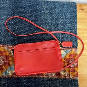 Vintage Coach Red Leather Crossbody bag purse